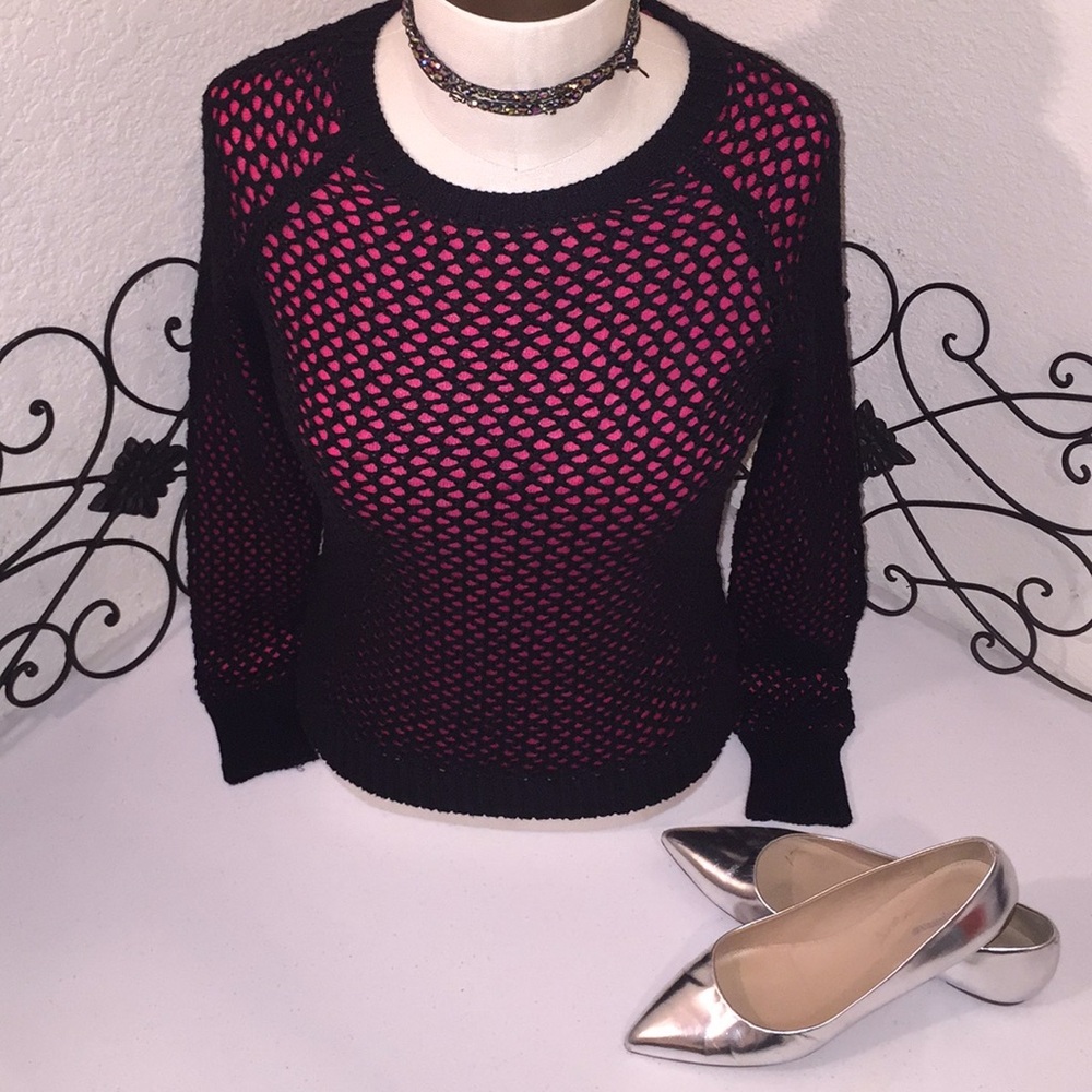 Halogen Black and Red Crew Neck Sweater - Picture 2 of 4